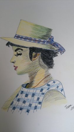 Žena v klobouku - kresba Tara